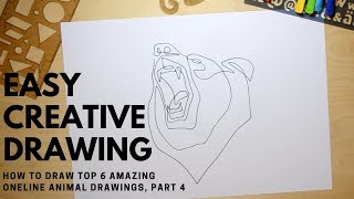 How to draw top 6 amazing oneline animal drawings, part 4