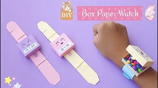 How to make easy paper watch || Box paper Watch || Paper watch || DIY school craft