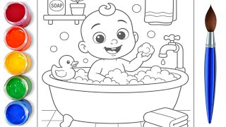 How to draw cute cocomelon bath | easy drawing step by step
