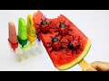 Stop Motion Cooking ASMR Make Ice Cream From Watermelon Rolls Creepy Bugs 4K - Cuckoo