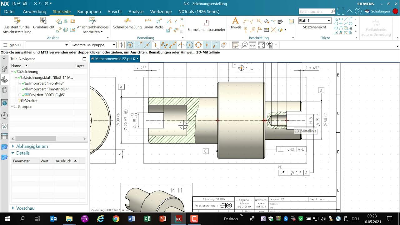 CAD NX Zeichnung Form und Lagetoleranzen YouTube