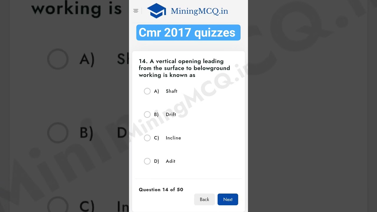 CMR 2017 questions for mining examination 