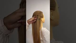 Unique Waterfall Hairstyle For Long Hair | For More Hair Tutorials Link In The Description Resimi