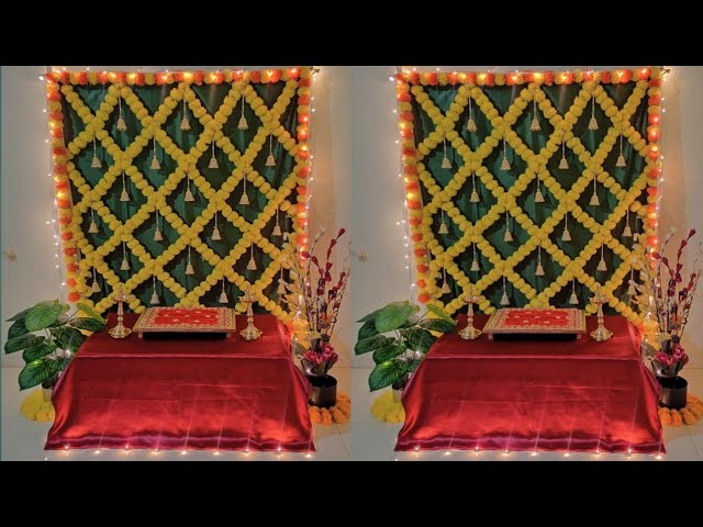 Navratri decoration ideas at home/traditional backdrop/ festival ...