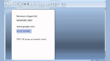 Word 2007 - Remove Hyperlink