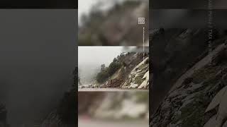 California Storms Cause Massive Rockslide Onto Fresno Highway