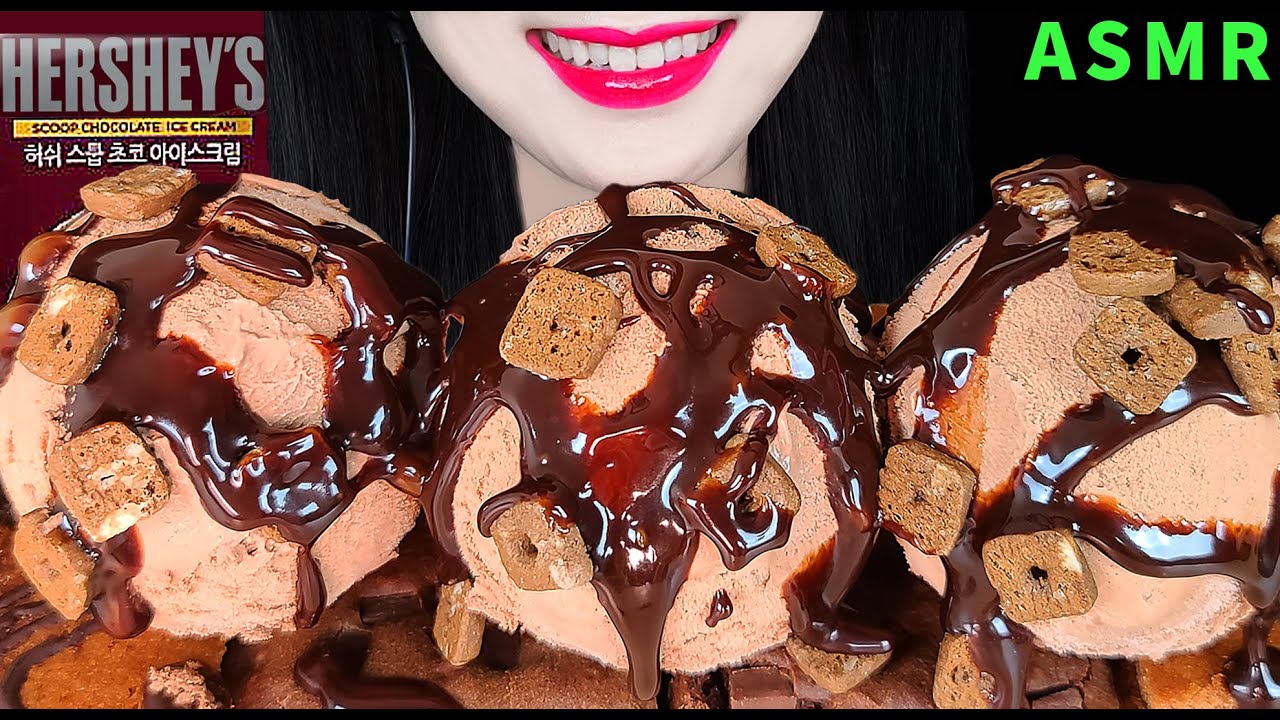 ASMR HERSHEY'S SCOOP ICE CREAM 허쉬 스쿱 아이스크림 먹방CHOCOLATE BROWNIE MUKBANG EATING SOUNDS