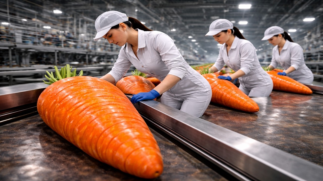 🥕 人参が長さごとに分かれて流れるまで｜自動選別ライン