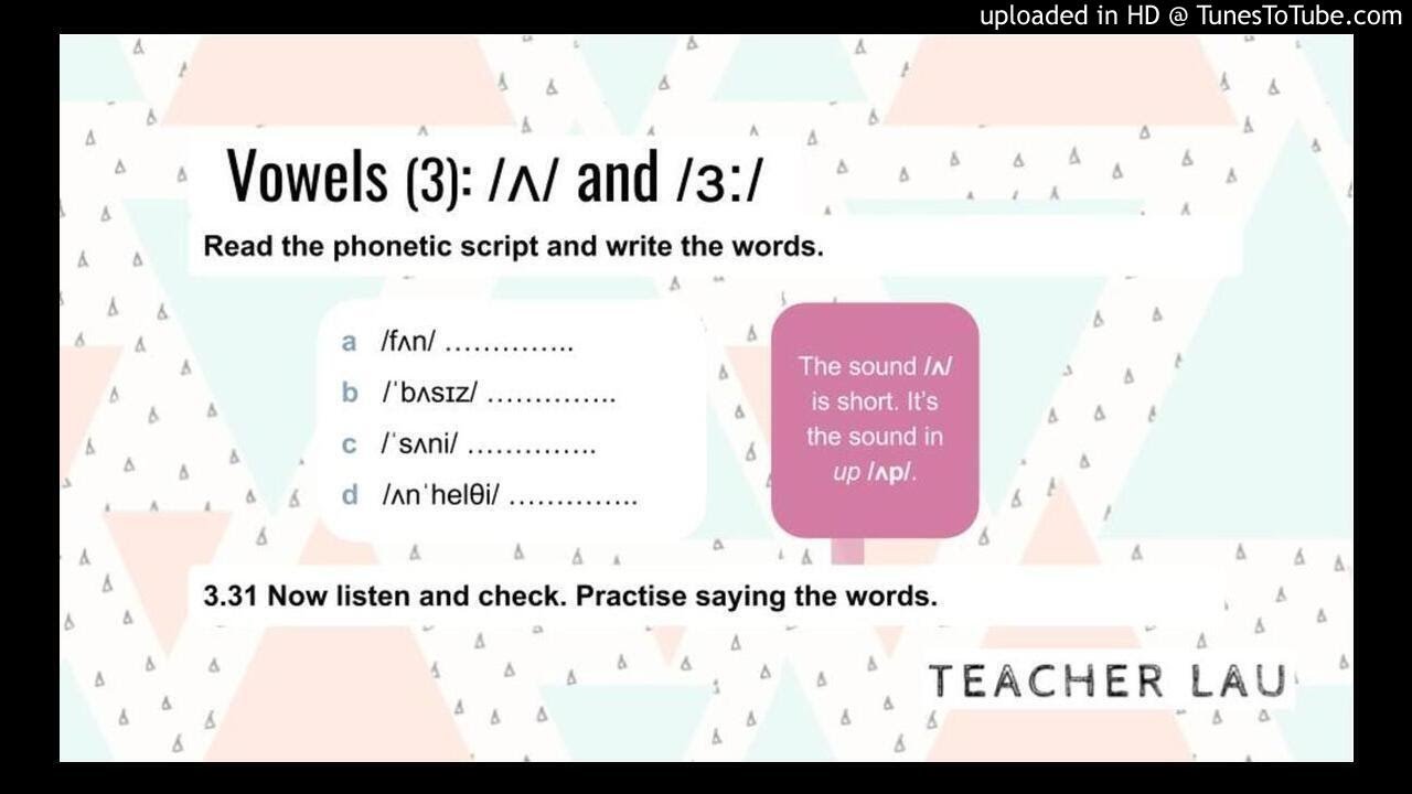 3.31 Pronunciation Folder - Vowels (3): /ʌ/ and /ɜ:/ - YouTube