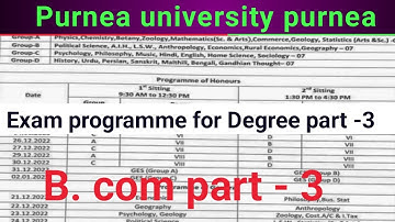 B. Com part - III  Exam programme of Purnea University