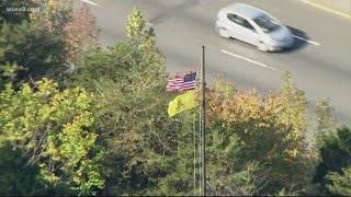 Confederate flag along I-95 in Stafford removed, replaced with 'Don't Tread On Me' flag