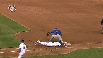 NYM@KC: Hosmer bunts, slides into first with a single