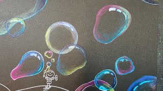 How to draw 3-D soap bubbles on black card stock, tutorial for teens and adults