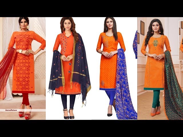 Ladies Comfortable And Breathable Fancy Unstitched Green And Orange Salwar  Suit Decoration Material: Laces at Best Price in Surat | Manoj International