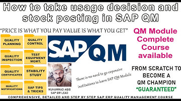 Complete SAP ERP QM Module Course available | How to take UD & stock posting in SAP QM