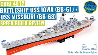 COBI 4812  BATTLESHIP USS IOWA (BB61) / USS MISSOURI (BB63)   Speed Build Review