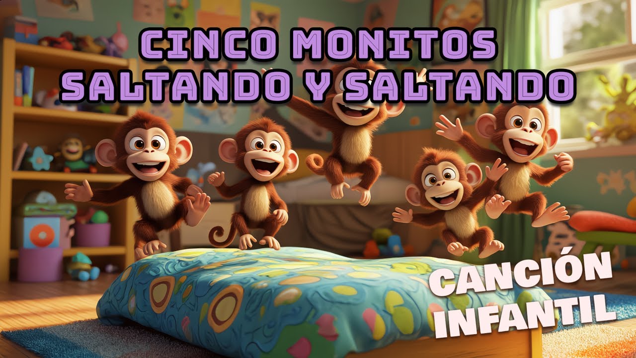 Cinco Monitos Saltando 🐵 | ¡Los monitos organizan abrazos agradecidos en la rama! 🤗🌳