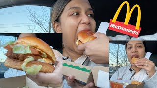 NEW spicy deluxe chicken sandwich? Too spicy or naw?? MCDONALD’S MUKBANG ASMR in car (no talking)