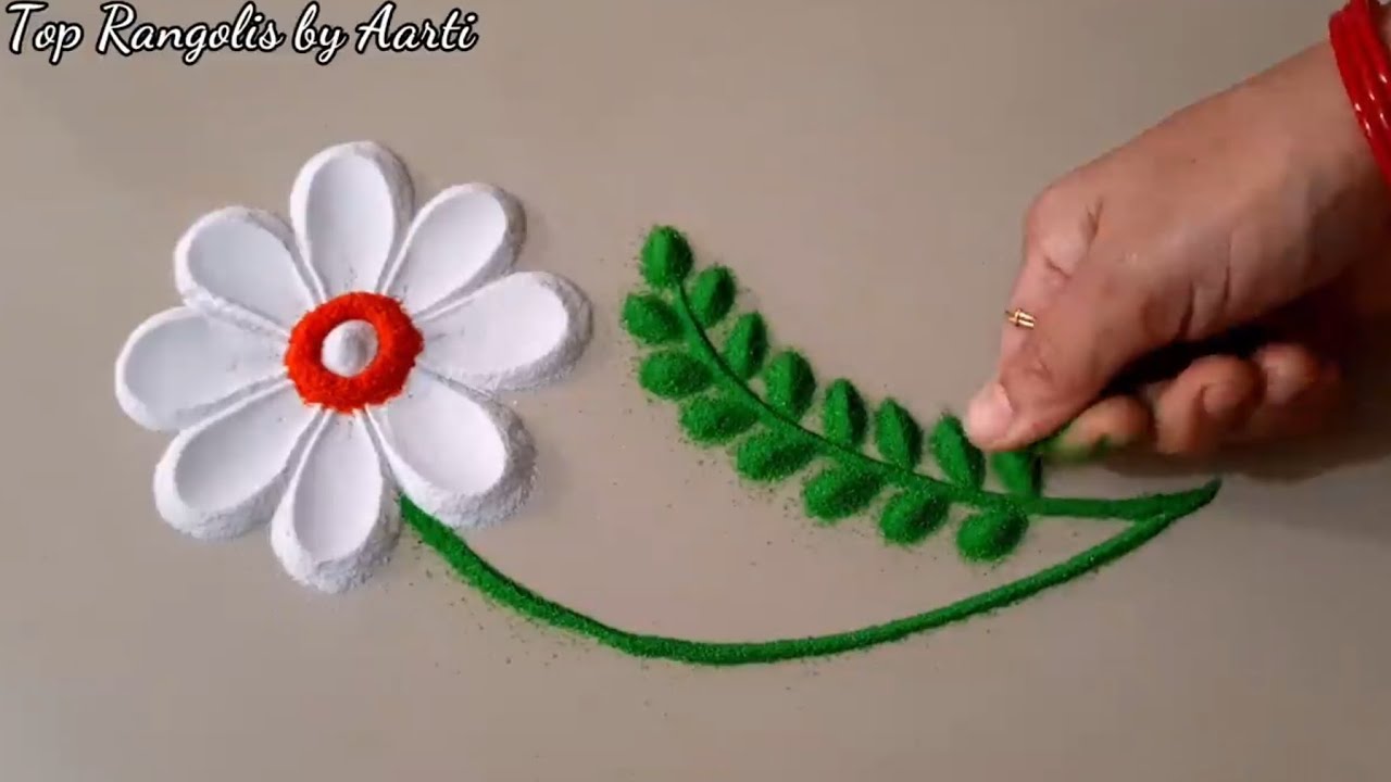 Simple Flowers Rangoli For Festival | Rangoli kolam | Relaxing sand videos by Aarti | Top Rangolis