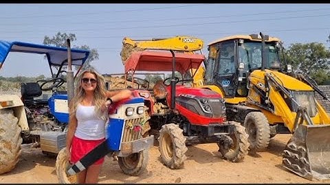 Jcb 3dx Eco Xpert Machine Loading Red Mud In Mahindra and Swaraj Tractor | Jcb and Tractor #jcb #yt