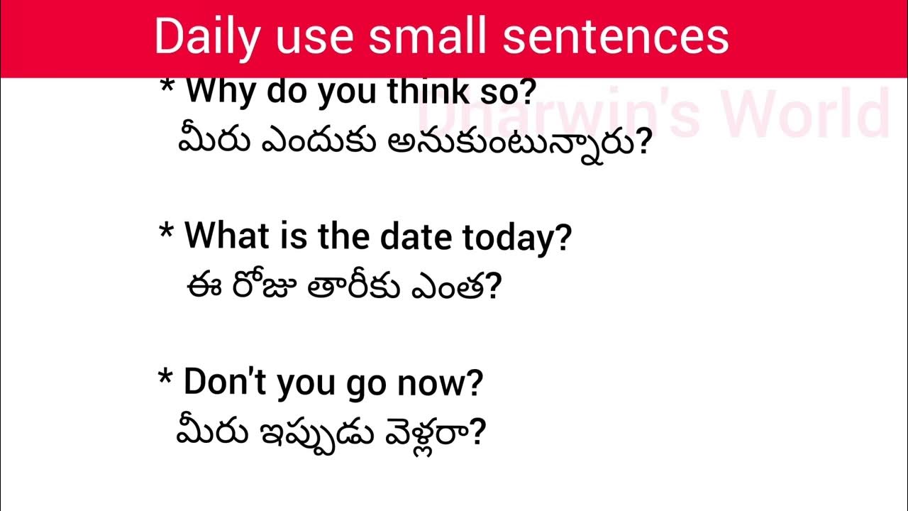 57 daily use English sentences with telugu meanings DharwinsWorld 