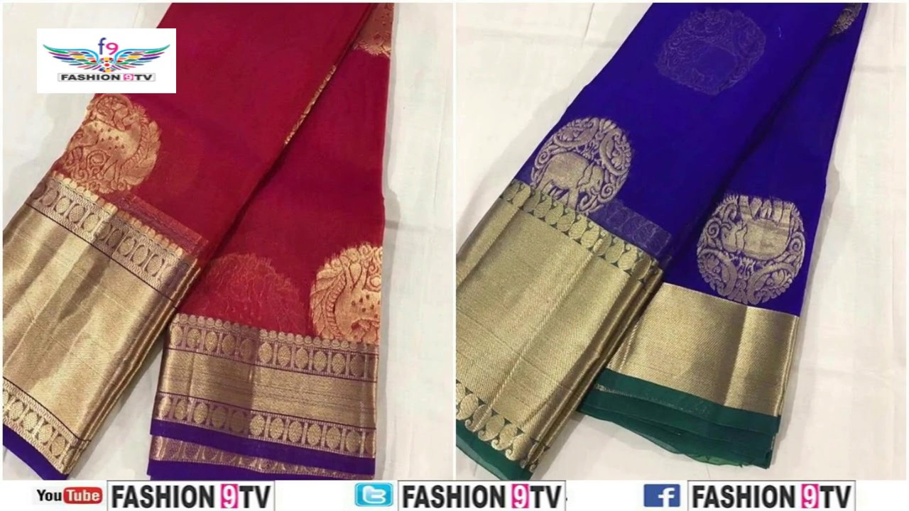 latest designer kanchi kora silk sarees with price/fashion9tv/price
