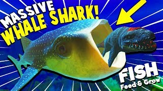 GIANT WHALE SHARK EATS MOSASAURUS WHOLE?! | Feed And Grow Fish Update Gameplay