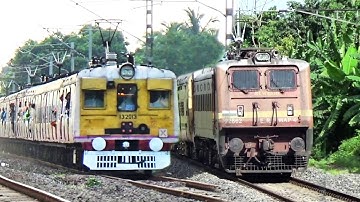 Dangerous Honking Angry Wap4 Livery Intercity Express+Katwa Sealdah Emu Local Trains Skip Railgate