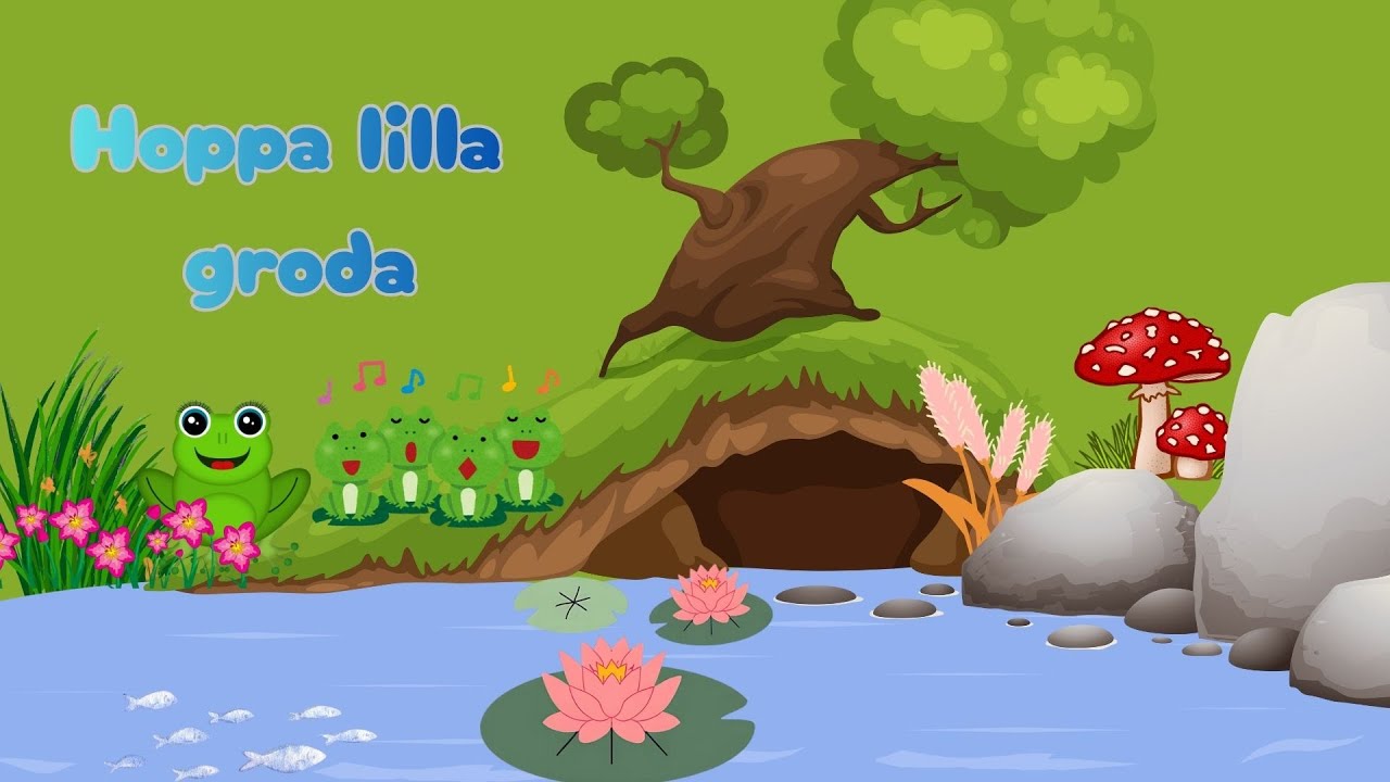 Hoppa lilla groda – Swedish Nursery Rhyme for Kids | Sång med text 🐸✨