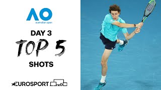 Top 5 shots - Day 3 | Australian Open 2021 - Highlights | Tennis | Eurosport