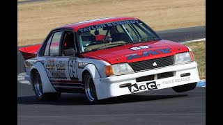 Genuine Group C cars on slippery wet track. turbo bluebird. Group C Falcon. Group C Commodore.