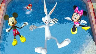 GTA5 Super mario \& Bugs bunny VS Mickey mouse \& Minnie mouse Jumps Fails #12 ( Euphoria physics )