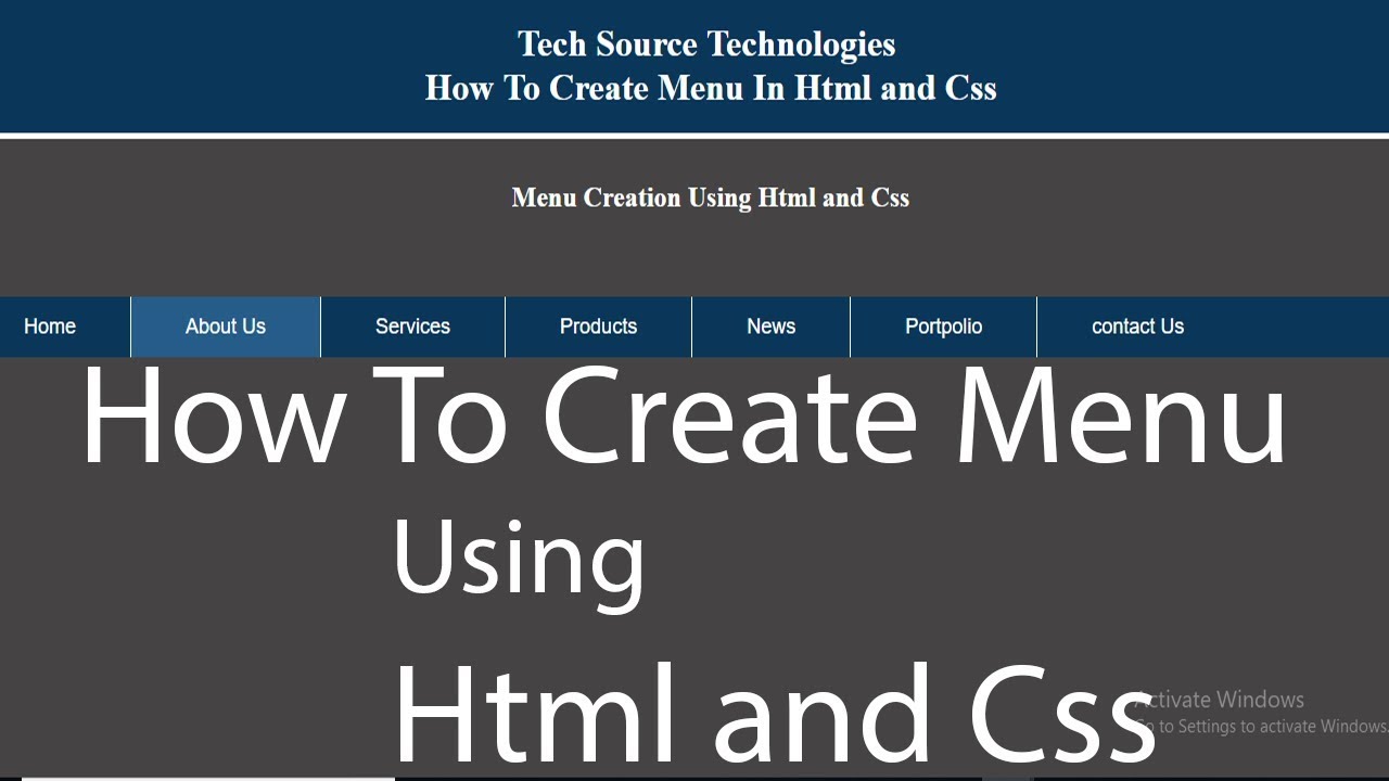 How To Create Menu In Html and Css | Menu Creation Using Html Css - YouTube