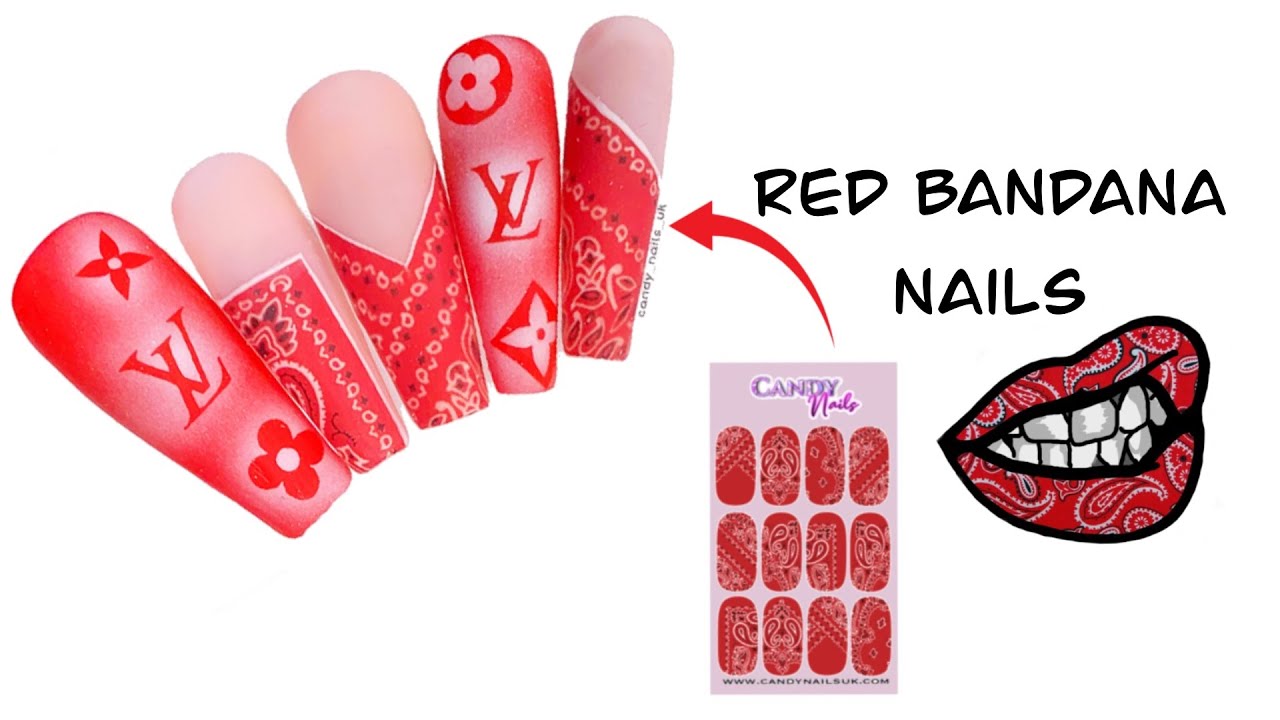Candy nails uk, Bandana nails, Naio, Red nails, Nailart, Airbrush nails, .....
