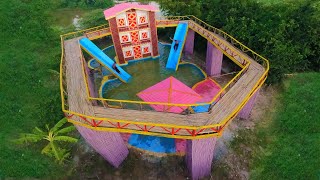 We Spent 150 Days To Build 1M Dollars Bamboo Resort With Flyover Water Slide Park Into Pool