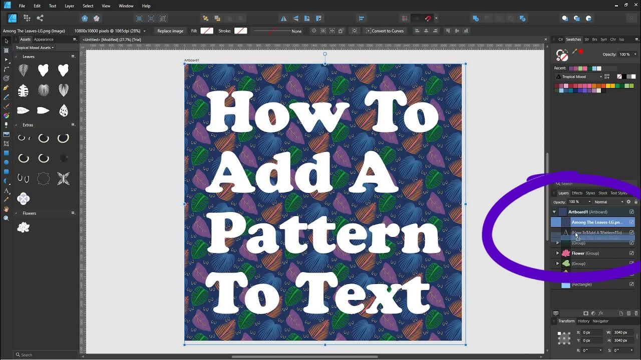 Add Pattern to Text in Affinity Designer | 1 Minute Speed Tutorial ...