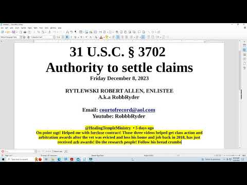 Видео: 31 U. S. C. § 3702 --  AUTHORITY TO SETTLE CLAIMS