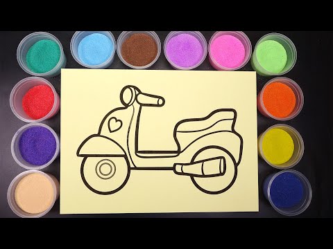 Tô Màu Tranh Cát Xe Máy Cute | Sand painting motorcycle
