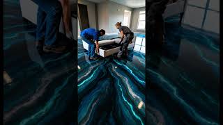 Luxury Ocean epoxy Living Room 😯#epoxy #epoxyflooring #asmr #epoxyfloor #transformation #flooring