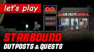 How to find outposts, get quests and buy fuel in Starbound Upbeat Giraffe update | ep 17