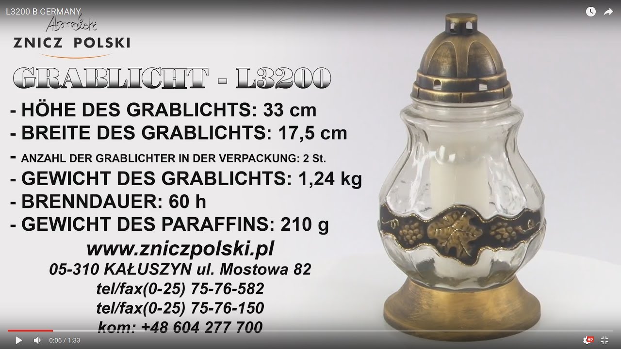 Grabkerzen L3200 Kerzen für Trauerfeier - Grablichter Muster für Sonderanfertigung