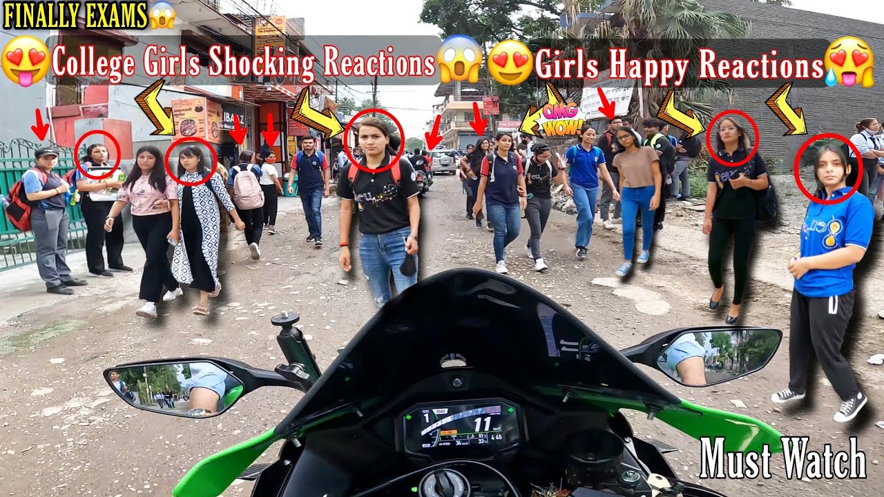 Cute College Girls Shocking Reactions & Girls Happy Reactions On My Zx10r Exhaust Sound & My Exams