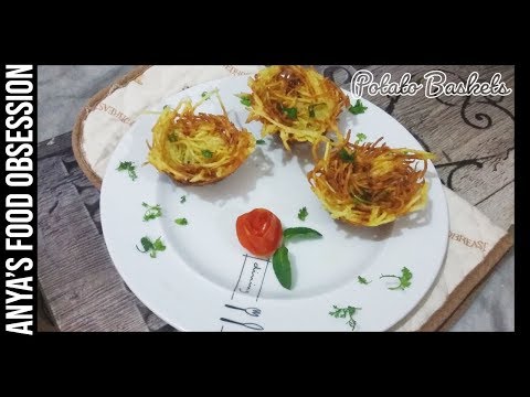 Potato Baskets Recipe - Deep Fried Aloo Tokri- आलू के लच्छो से बनाये शादी मे मिलने वाली चाट की टोकरी