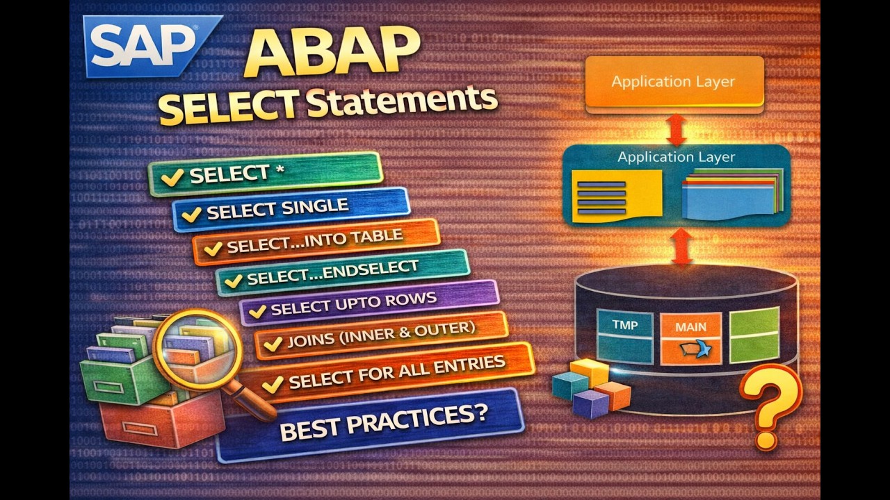 SAP ABAP SELECT Statement Complete Tutorial | ( SELECT , JOINS & FOR ...