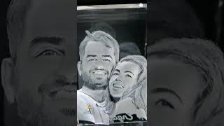 3D Laser Square Crystal Photo Frame With Love Custom Glass Cube