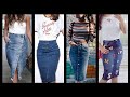 top trendy fashion Denim pencil skirt ideas to wear with casual wear tops and blouses dresses