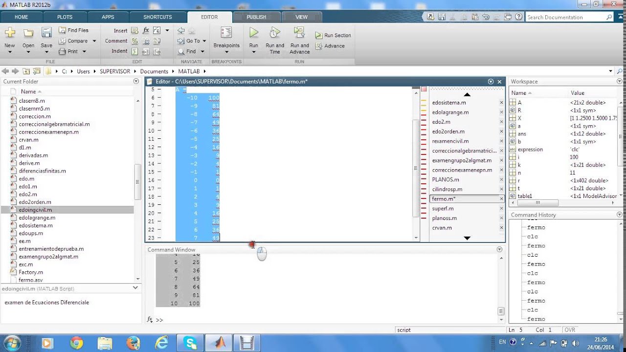 Funciones vectoriales en el plano con matlab - YouTube