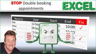Detect Overlapping  appointment DATES and TIMES in Excel.