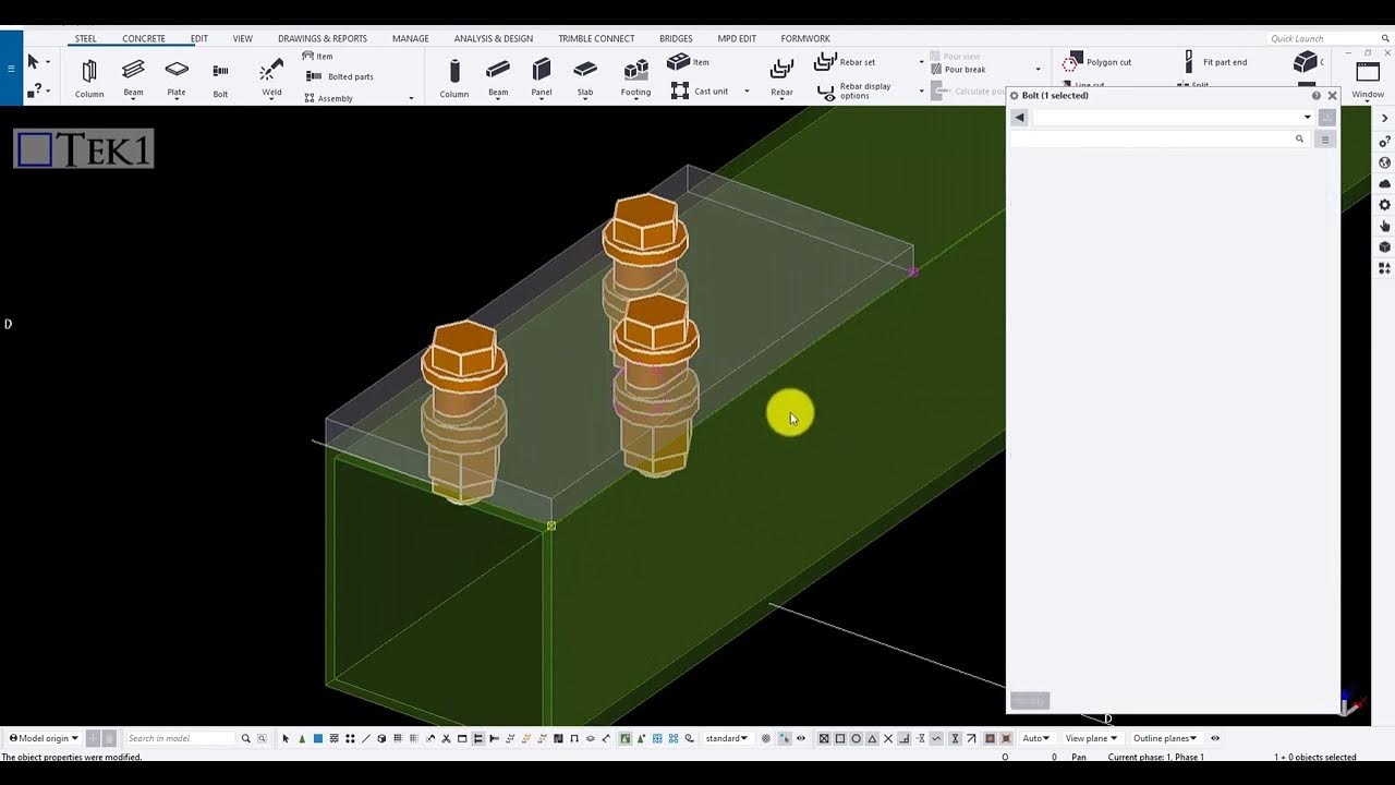 Tekla Basic Learning to create Bolts YouTube