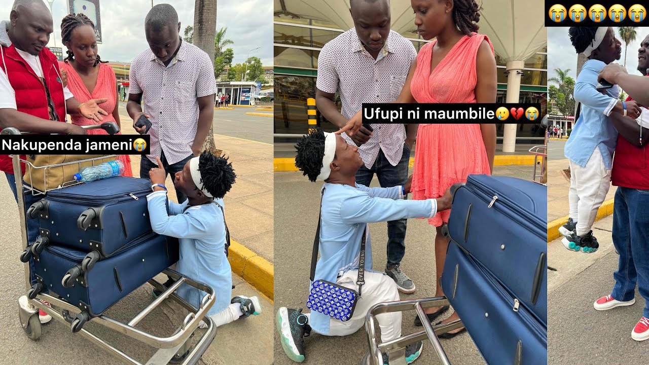 Jėsus😭💔. Dwàrf man from Congo rejected at the Airport by his wife, live on camera. JKIA✈️ nikubaya😭